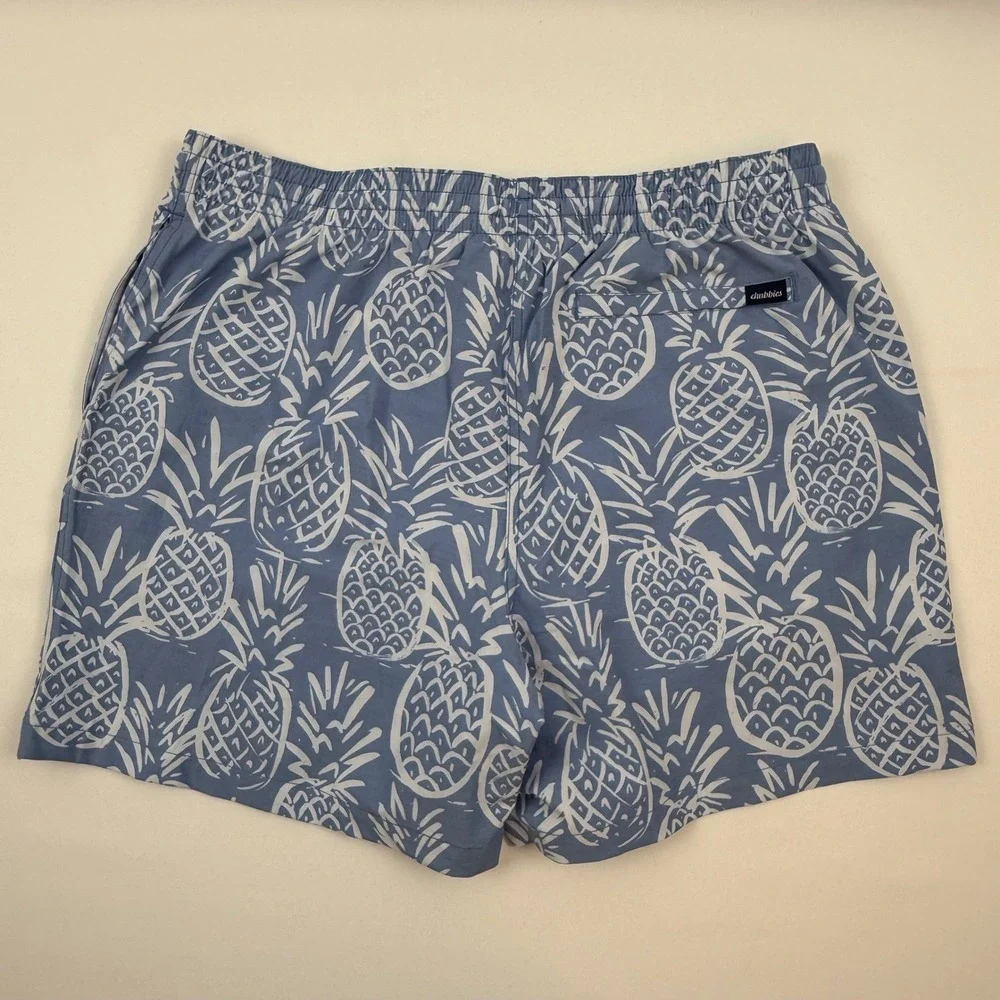 Chubbies Mens Blue Pineapple Print Swim Trunks XL 5.5 Inch Inseam SP25 109202-11